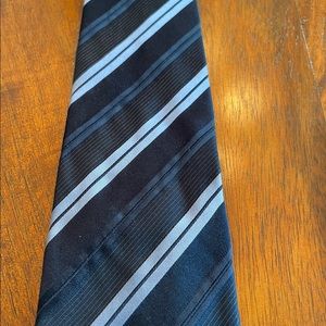 Armani silk tie in deep blue with navy/purple stripes